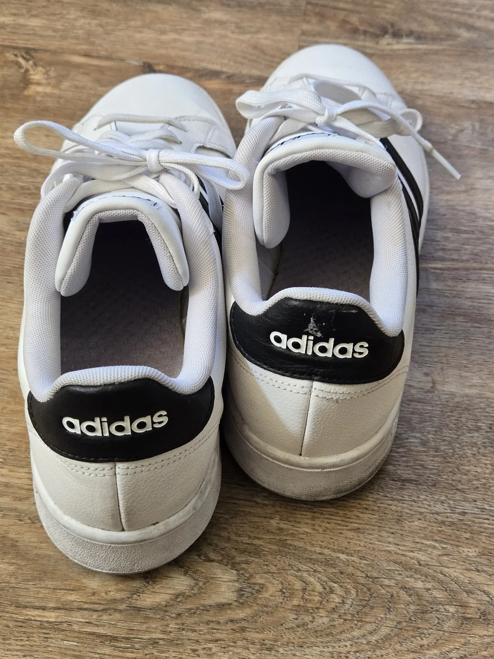 adidas Men’s White Sneakers with Black Three-Stripes